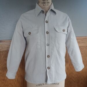 BURNSIDE Boys M 10/12 Corduroy Shacket Fleece Lined Cream Gorpcore Jacket